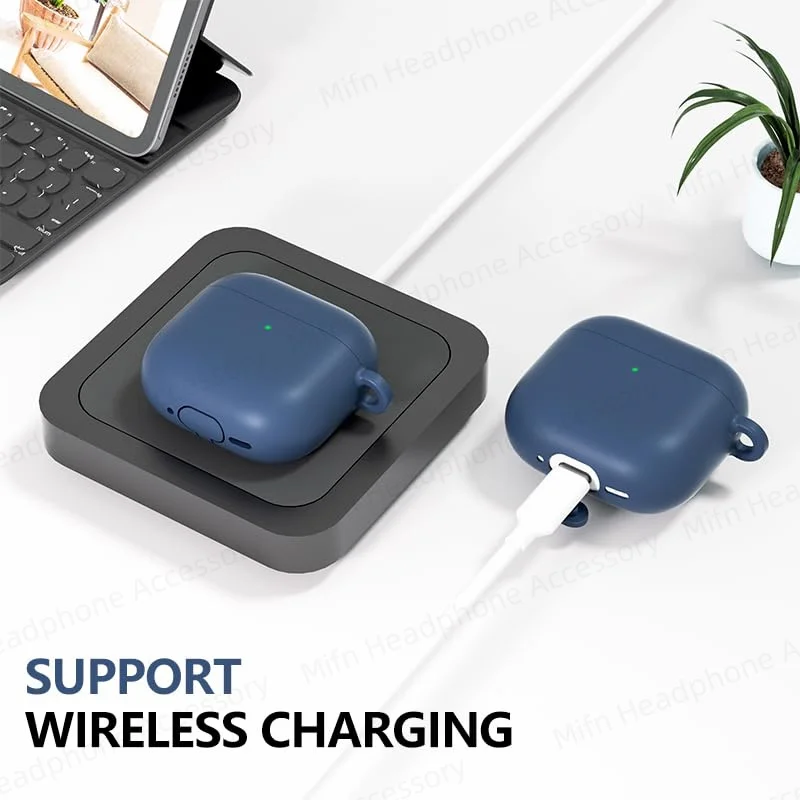 جديد لغطاء حافظة AirPod 4 【LED أمامي مرئي】مع طقم منظف من السيليكون السائل غلاف ناعم لهاتف Apple AirPod 4 اللاسلكي لعام 2024