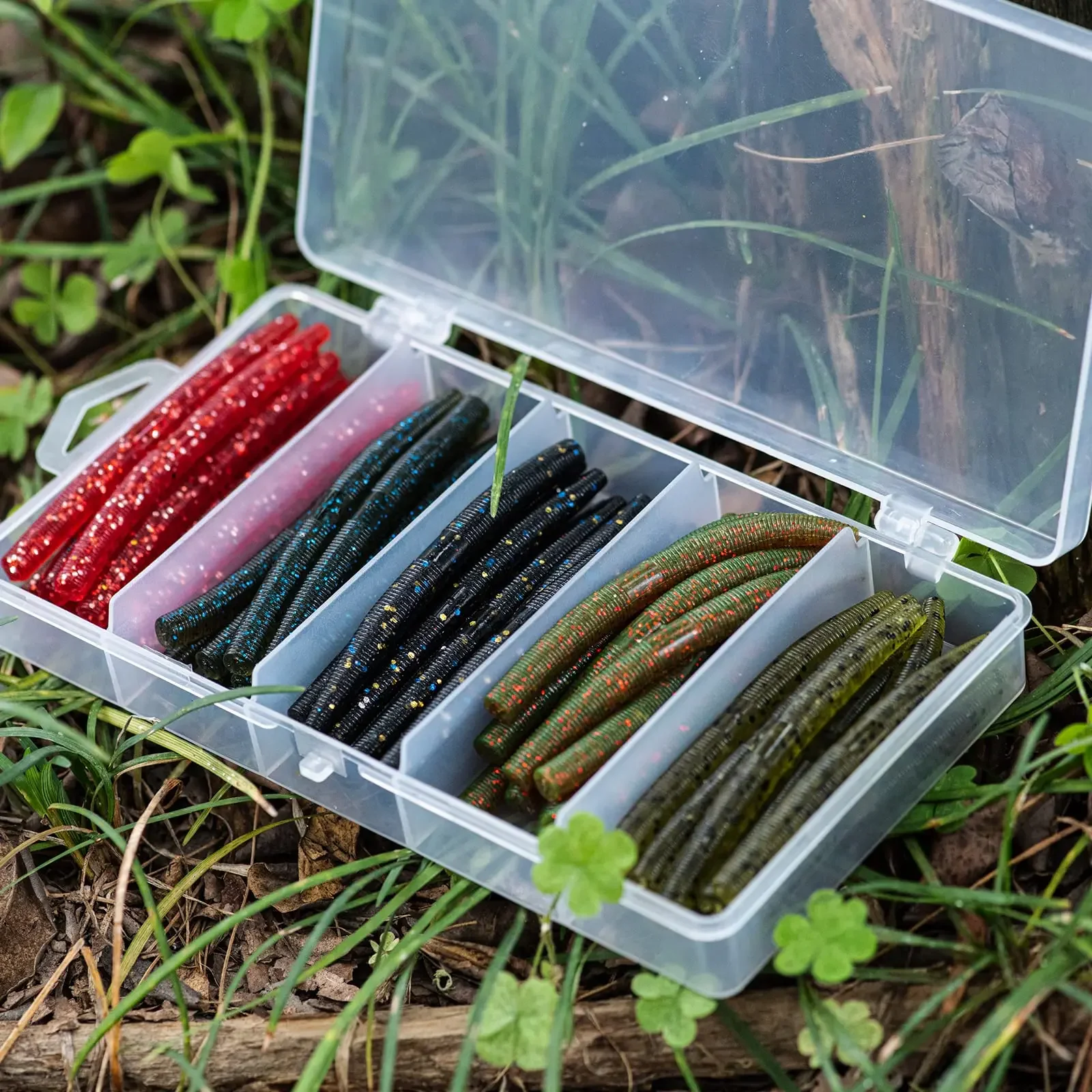 

Goture 1box Soft Lures 76mm 100mm Shrimp Odor Additive Artificial Rubber Worm Silicone Straight Tail Snood for Bass Fishing