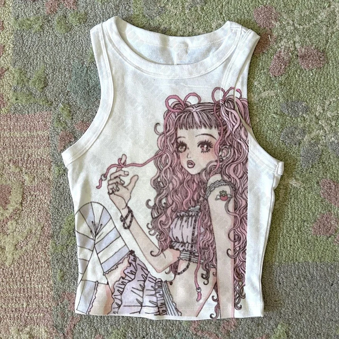 Gothic E-girls Aesthetic graphics Harajuku Women's Tank Women Grunge Crop Tops Y2k style Clothes Gothic Y2k style Punk Baby Tank