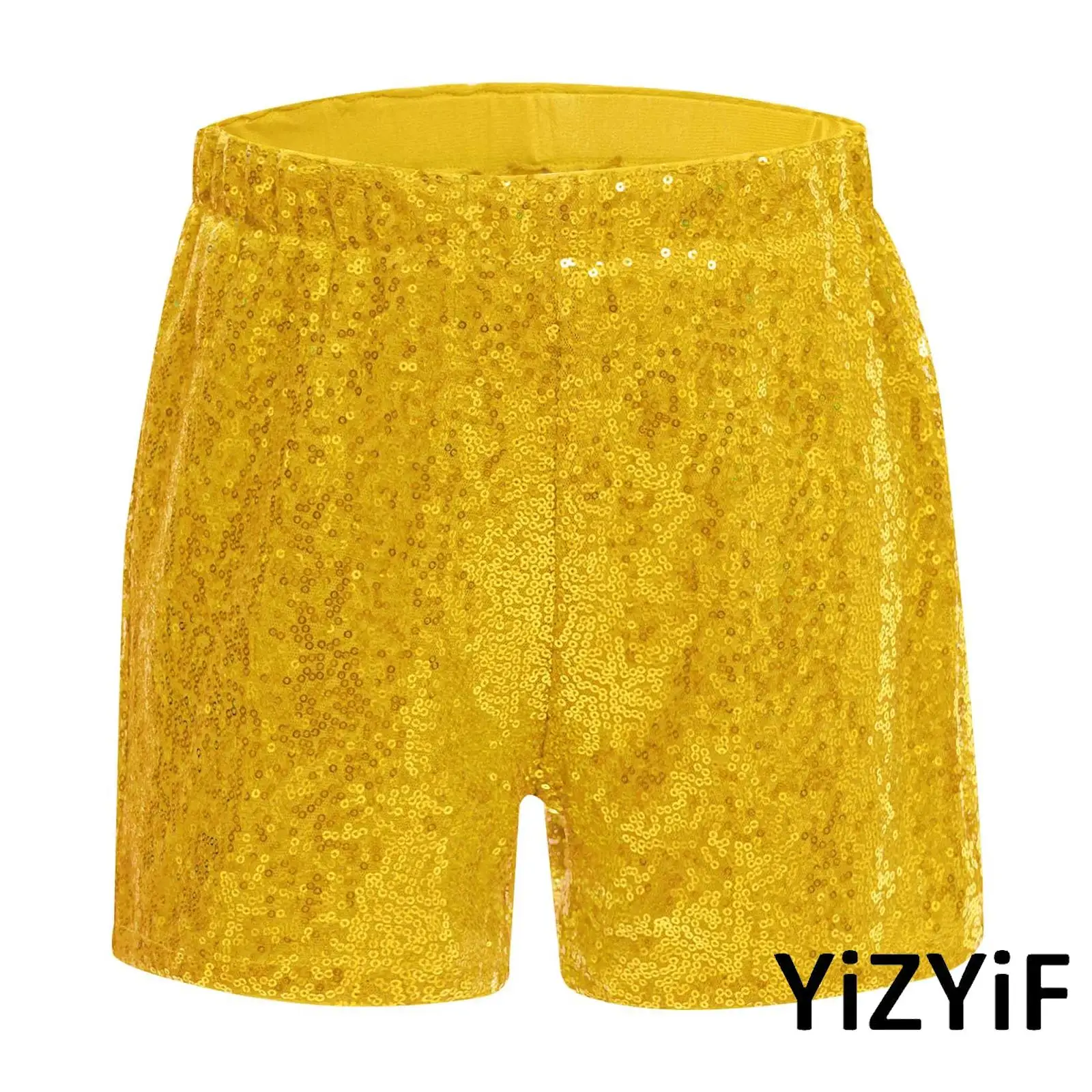 

Kids Girls Ballet Jazz Dance Short Shiny Sequins Elastic Waistband Boxer Shorts for Cheerleading Stage Performance Competition