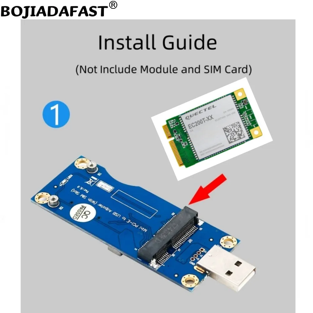 Conector USB 2,0 a Mini PCI-E, adaptador inalámbrico MPCIe, 1 ranura para tarjeta SIM estándar VER 5,0 para módem GSM 3G, 4G, LTE, módulo WWAN