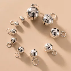 1pc/lot 925 Sterling Silver Round Ringing Jingle Bell Charms 6-18mm Multi Size S925 Silver Pendant Bells Accessories DIY Jewelry