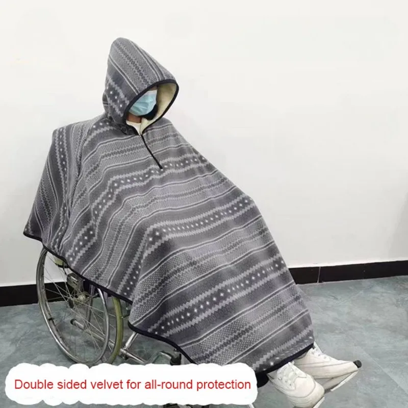 

Elderly Wheelchair Warm Shawl Outdoor Cloak Windproof Warm Blanket Autumn Winter Plush Knee Protector Warm Windproof Cover