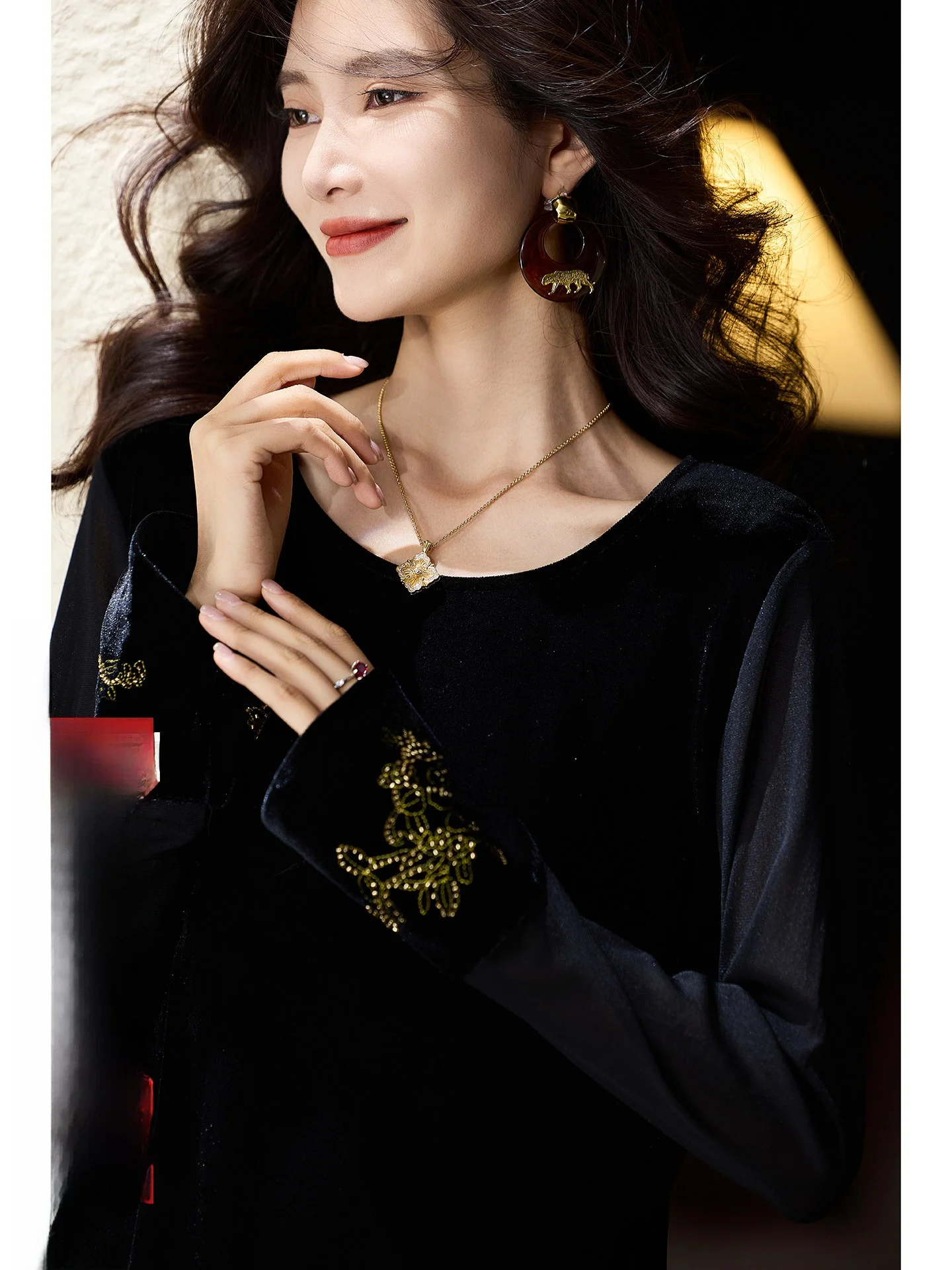 

Street Sle Long Sve Velvet T-irt Women Loose Fit Summer New Arrival Big Size European Faion Casual Wear round Ne