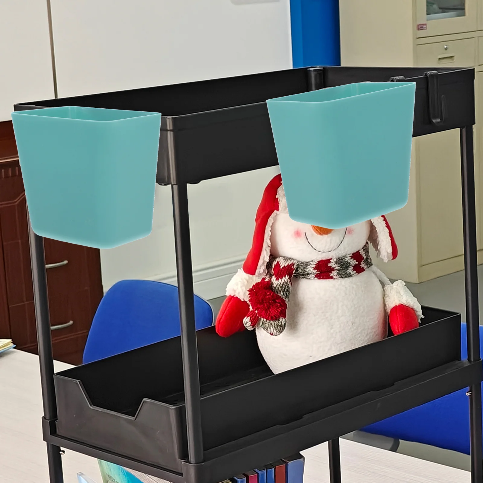 

8pcs Green Hanging Storage Basket For Home Kitchen Bedroom Over The Door Organizer Compact Plastic Cup Holder Stackable Utility