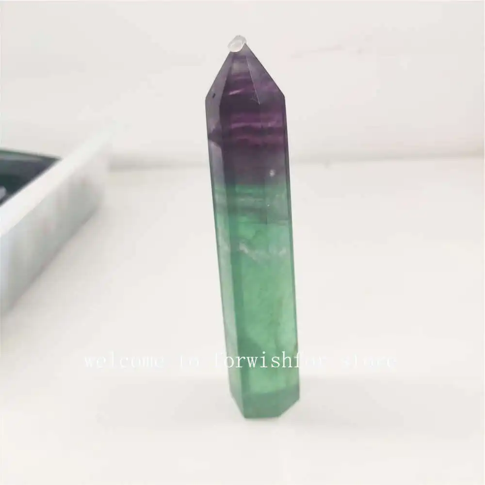 Natural Fluorite Carved Crystal Crystal Spirit Chakra Colored Firefly Column Crystal Obelisk Wand Hexagonal Wand Healing Stone