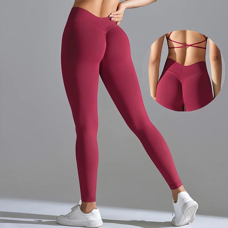 

Seamless Yoga Pant for Women Set Sexy V Legging Butt Push Up Fitness High Waist Gym Running Workout Female Sports Tight Leggings