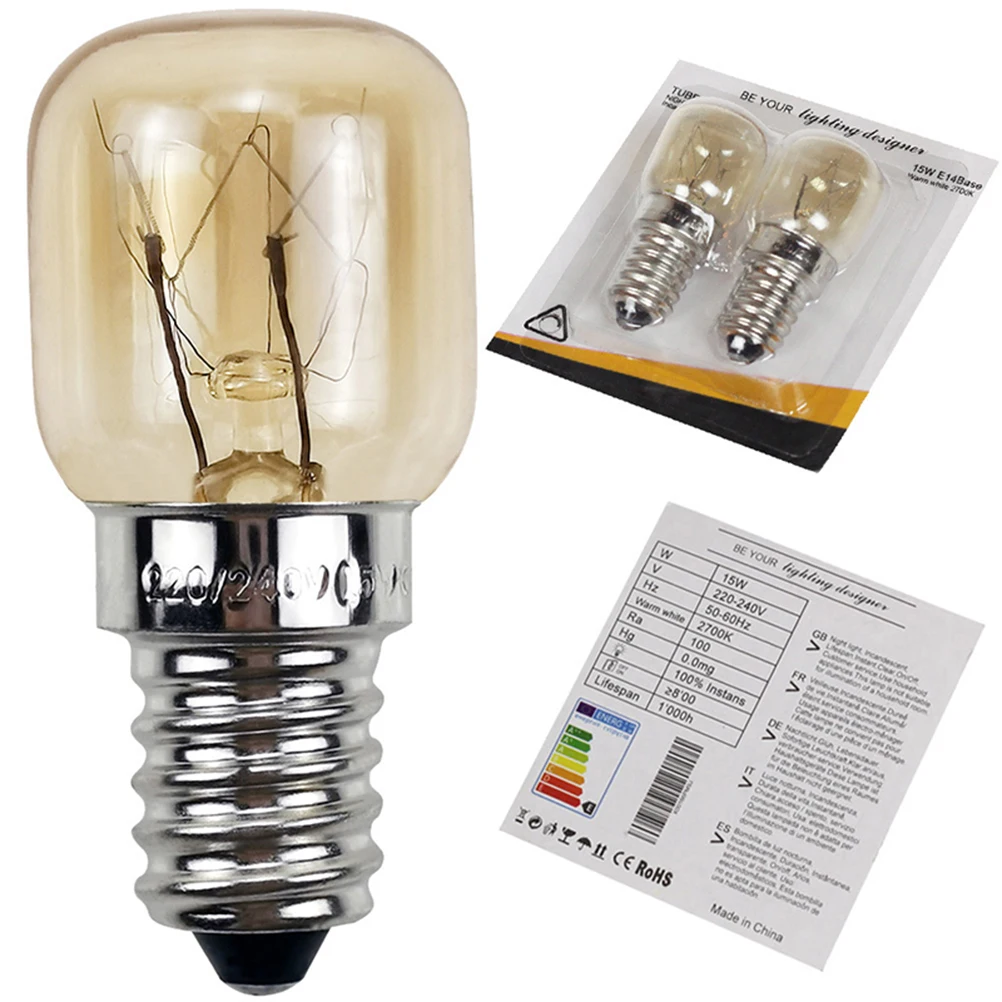 2PCS 15/25W 220V E14 300℃ High Temperature Resistant Microwave Oven Cooker Lamp Salt Light Bulb Lighting Bulbs Replacement Bulbs