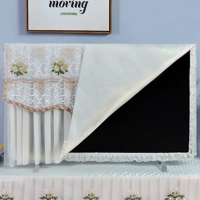 New Aesthetic TV Dust Cover LCD TV Screen Protect Cover Cloth Lace Cover for 32-75 Inches