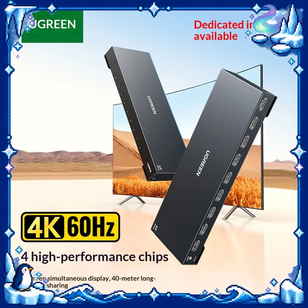 UGREEN CM606 HDMI Splitter 1 in 8 Out 4K 60Hz HDMI 2.0 Video Distribution Amplifier for Monitor TV