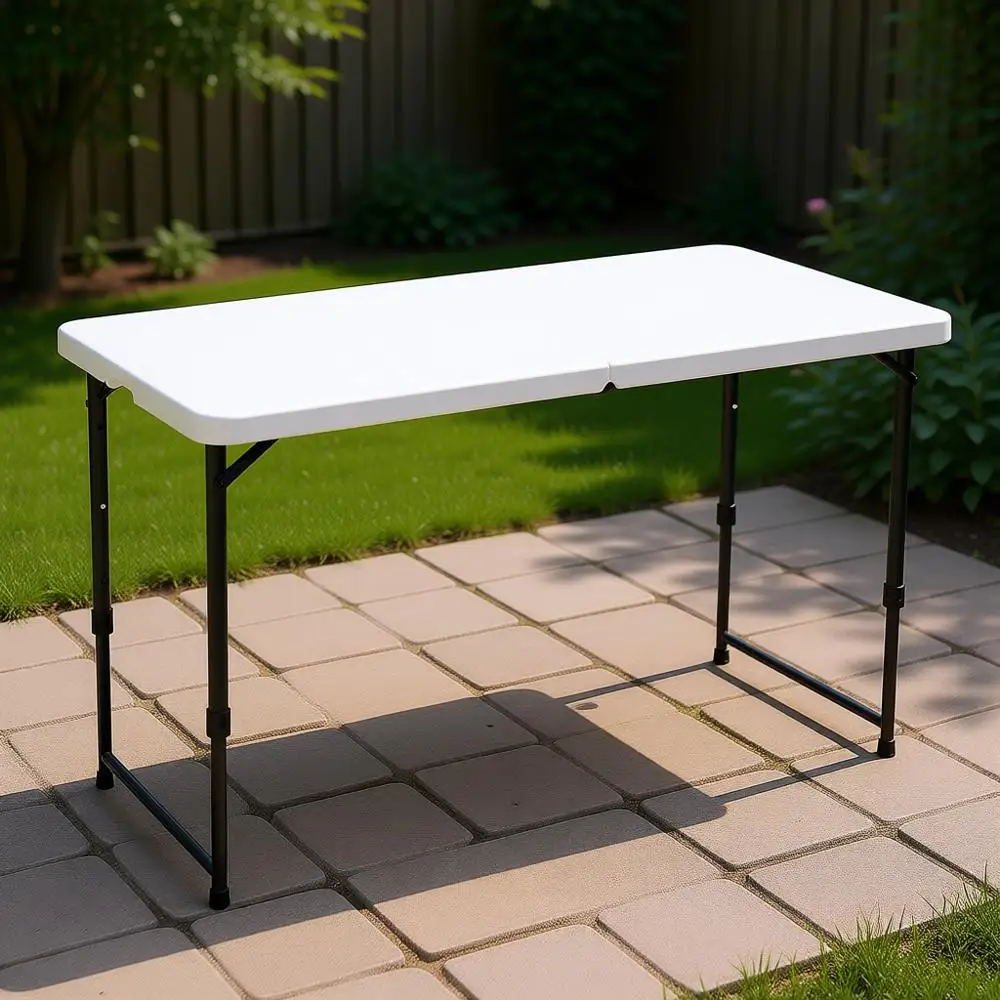 

Портативный складной обеденный стол с 4 вариантами высоты, подходит для использования в помещении и на улице, белый, 47,8 x 23,9 x 33,9