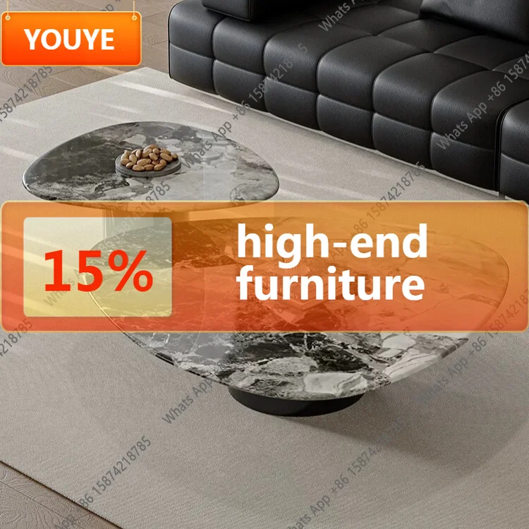 H10 Italian Minimalist Marble Coffee Table Natural Luxury Stone Light Luxury Special-shaped Designer Stainless Steel Triangular