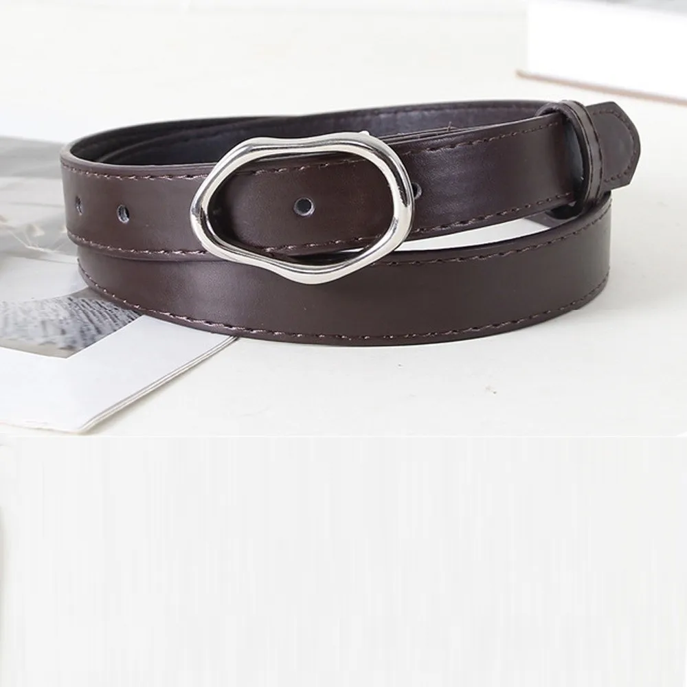 

Fashion Thin Waist Belt Irregular Snap-buckle PU Leather Waistband Casual Waist Strap Women