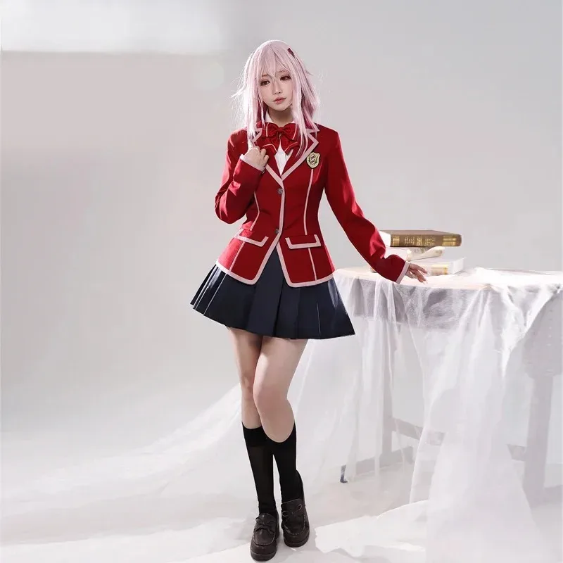 أنيمي مذنب تاج Yuzuriha Inori تأثيري حلي اليابانية الأحمر JK زي مدرسي تنورة التعادل مجموعة هالوين كرنفال 4;v'5,f;6.j;8'