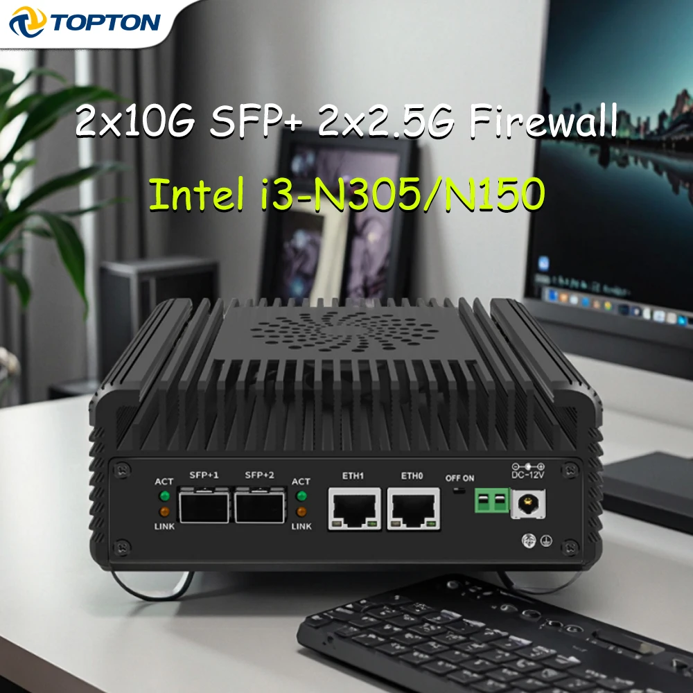Mini PC Intel i3-N305/N100, 2x10G SFP+ e 2x2,5G LAN Firewall, AES-NI, doppio NVMe/HD, DDR5, ESXI/Proxmox/NAS Server domestico