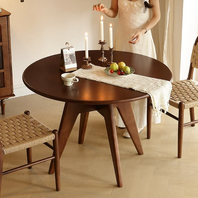 Medieval round dining table simple solid wood Japanese-style dining table balcony coffee mesa redonda comedor kitchen furniture