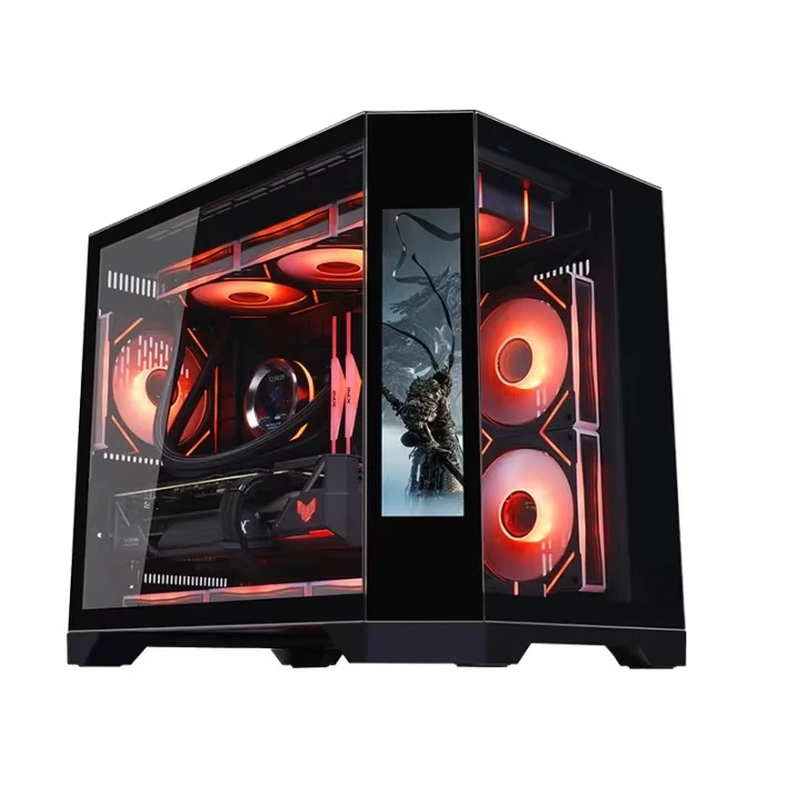 Aanpasbaar nieuw ontwerp Mid-tower MATX Gamer PC-behuizing met USB3.0 en gehard glas Nieuwe LCD-scherm Computerbehuizing