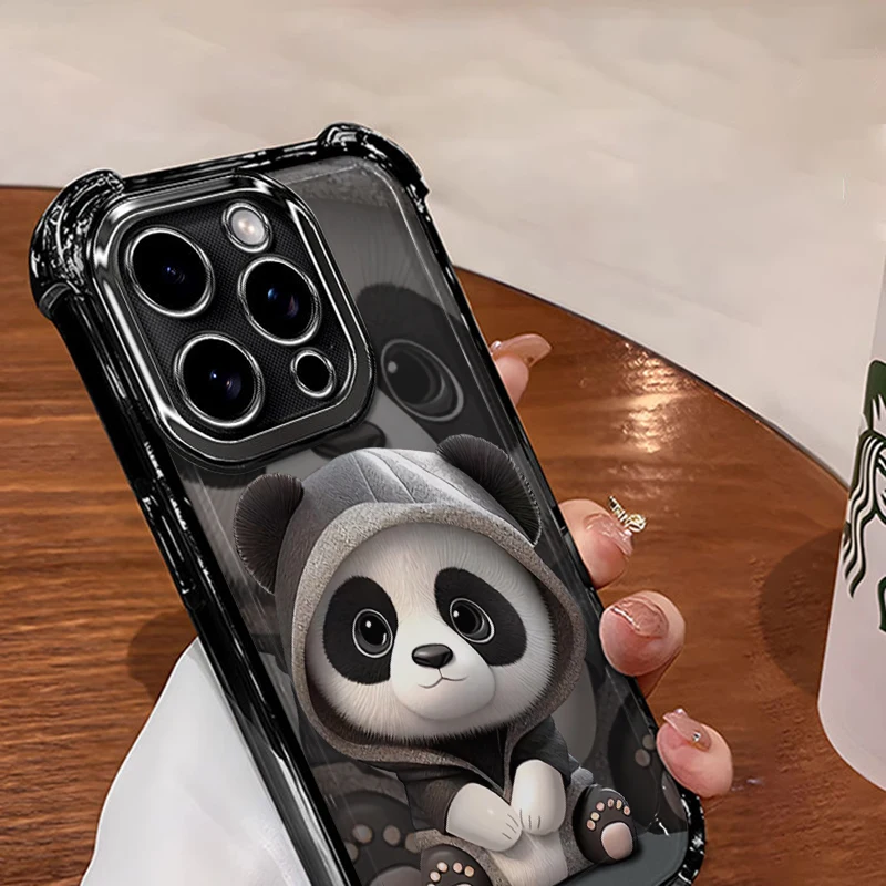 Hoodie panda Phone Case For Samsung Galaxy S24 S23 Ultra  S22 S21 S24FE Plus Soft Silicone Cover