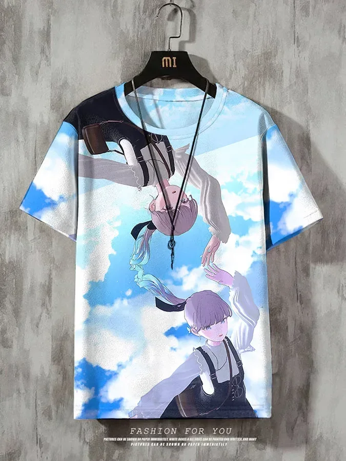 Herren-T-Shirt mit Anime-Mädchen-Motiv, 3D-Druck, sexy und attraktiv, lässiges, lockeres Street-T-Shirt, kurzärmelig, Rundhalsausschnitt. – Detail 20
