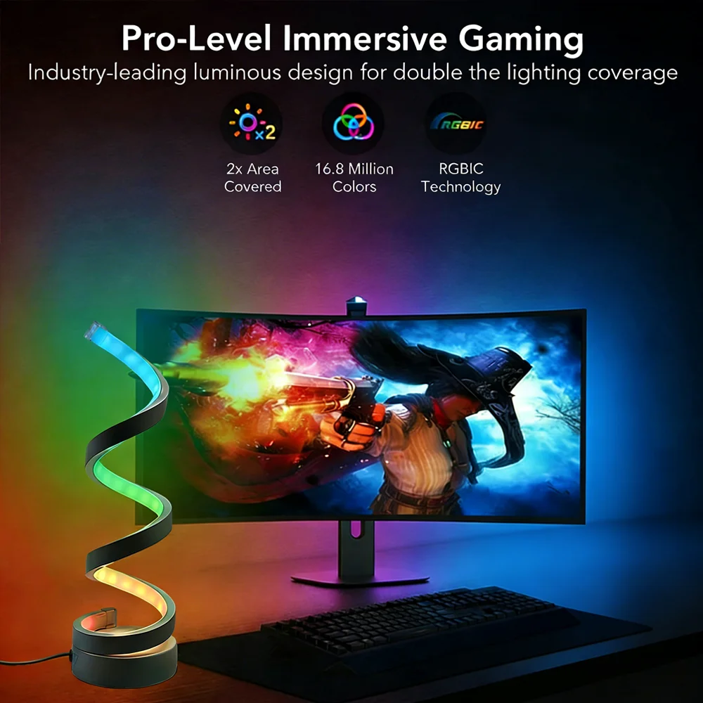 

Creative Spiral LED Night Light USB Powered Adjustable Brightness 3 Light Colors for Living Room Office Desk Bedroom Decoration