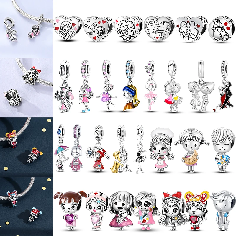 Boys Girls lovers 925 Sterling Silver Sister Heart Friendship Mom Charms Fit Original Bracelet Women Jewelry Girl Making Beads