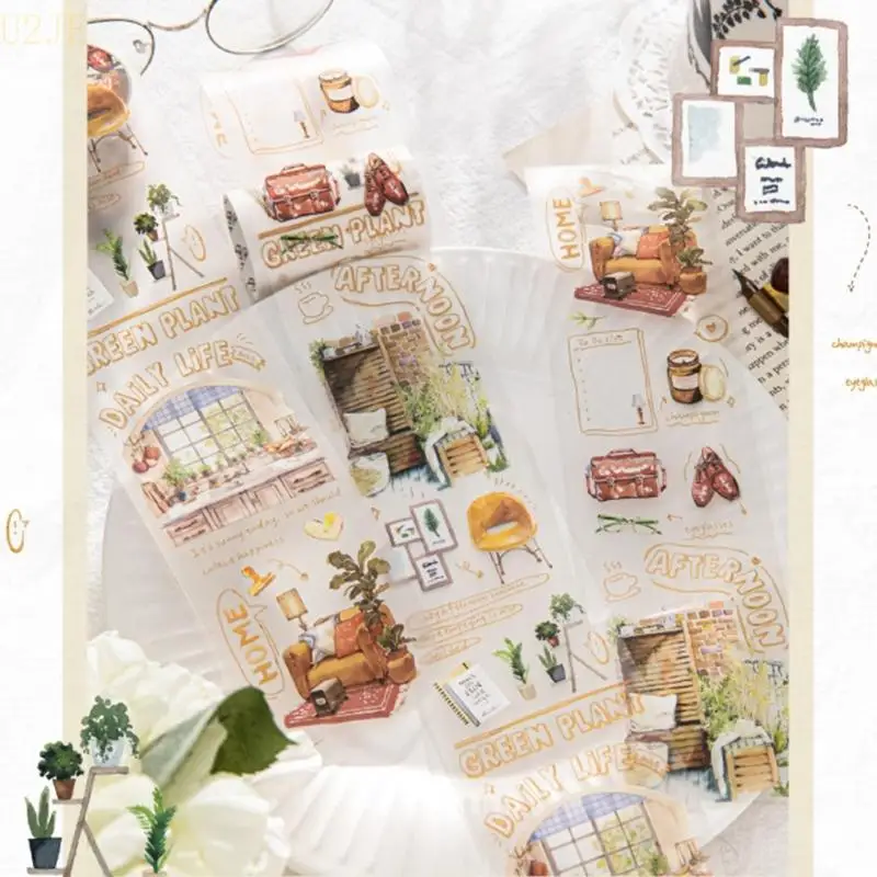 شريط زخرفي جمالي u2JE 6mmx2m شريط Scrapbooking Tape Tape Clel