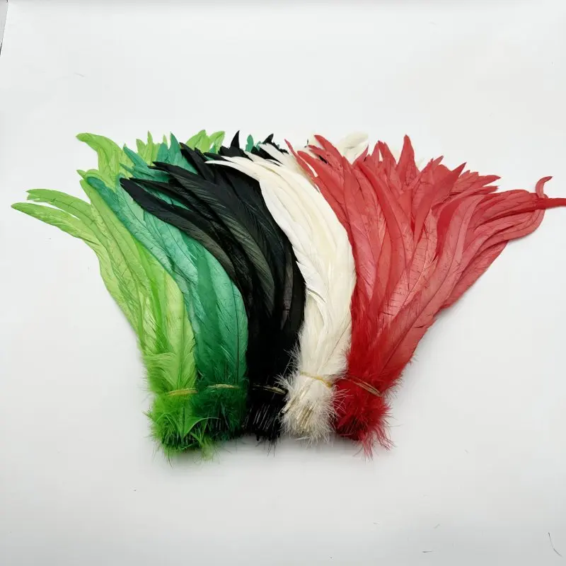 Rooster Tail Feather 100pcs/lot 25-45CM Plumes Natural Cock Mint Green Brown DIY Clothing Jewelry Accessories Stage Performance