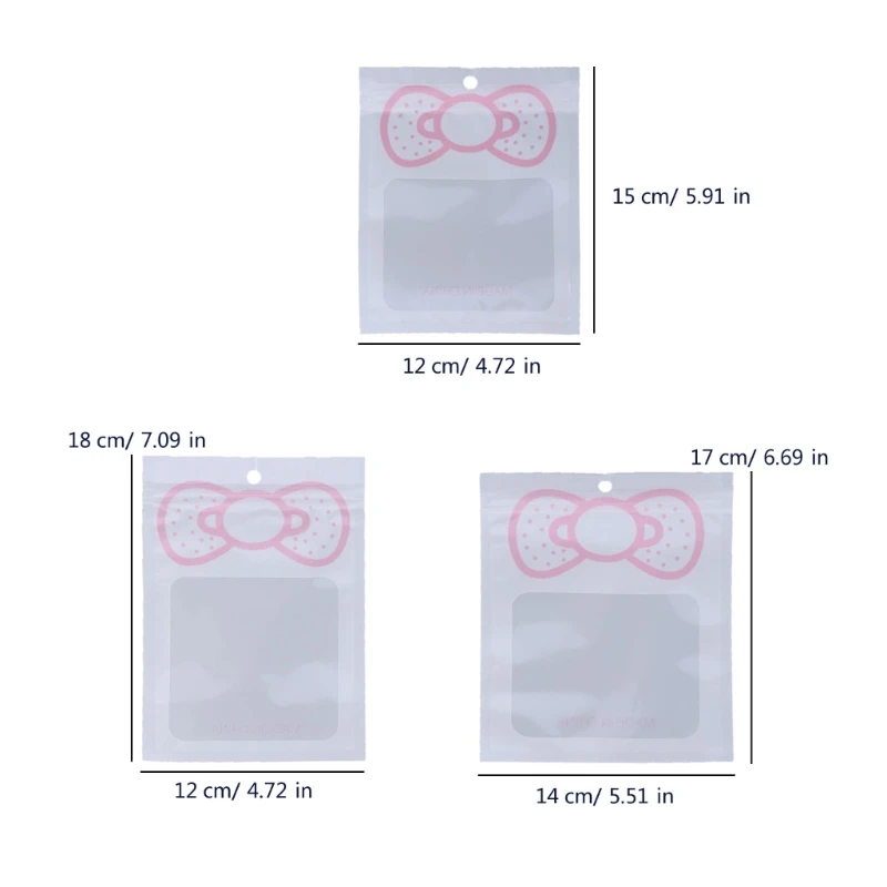 100pcs Bowknot Sealer Bags Plastic Sealable Bag for Food Storage Jewelry Packaging and Samples Clear Resealable Storage