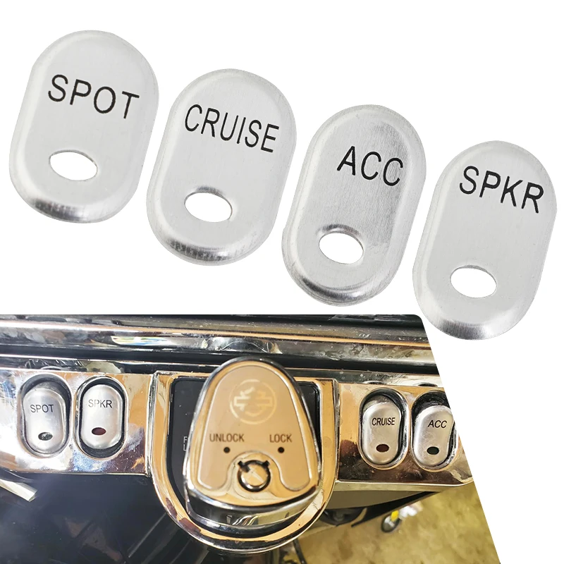 4Pcs Motorcycle Inner Fairing Switch Button Covers SPOT CRUISE ACC SPKR for Harley Touring Road Electra Glide FLHT FLTR 96-13