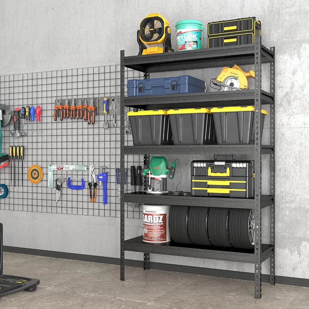 

40" W Garage Shelving Heavy Duty, 2200 Lbs Loads Garage Storage Shelves Heavy Duty, 5-Tier Metal Shelving Units and Storage