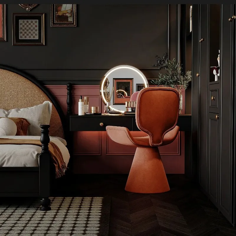 Orange Designer Makeup Vanity Chair Nordic Upgrade Cute Luxury Makeup Vanity Chair Black Narrow Silla Tocador Bedroom Furniture