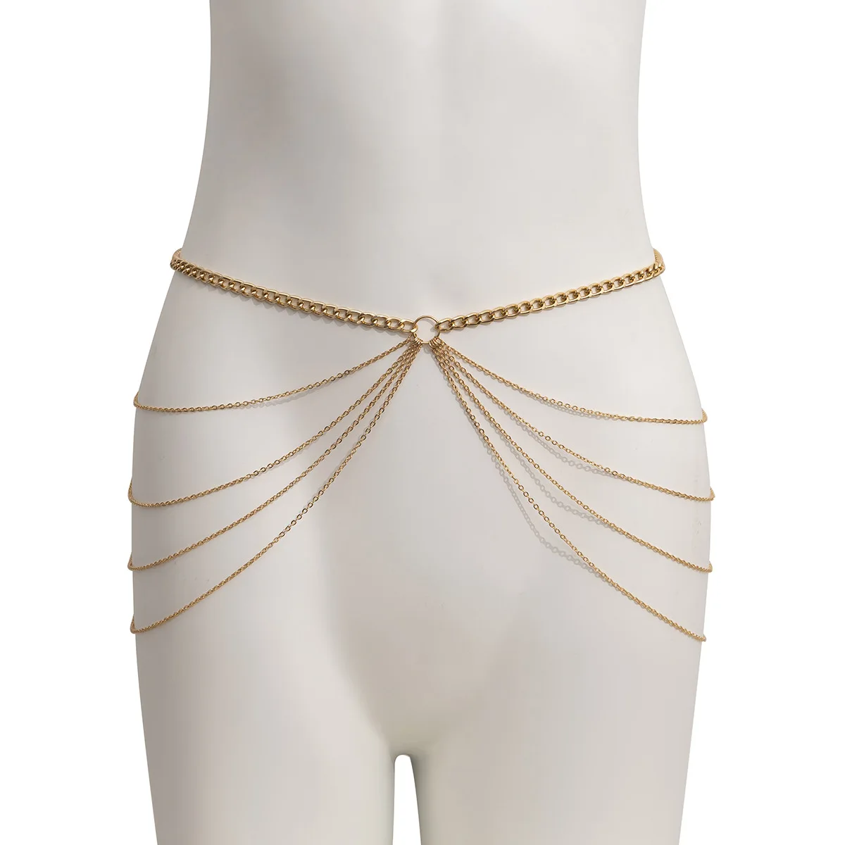 Waist Chain Fashion  Shape Fringe Belt with Geometric Links for Women Sexy Beach Holiday Party Wear Silver Waist Beads for Women view 5