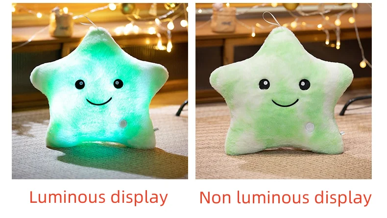 24*22CM Leucht fünfzackigen Stern Plüsch Spielzeug Glowing Star Gefüllte Weiche Puppe Kissen Schöne Halloween Weihnachten geschenke – Detail 1