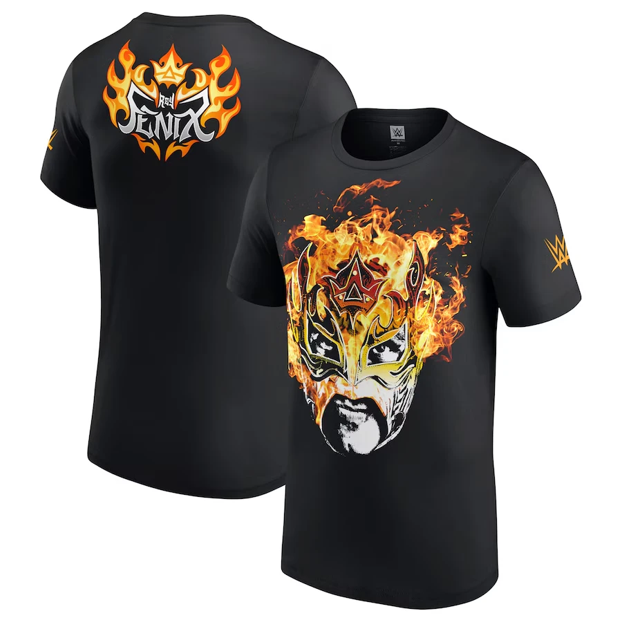 Camiseta negra con máscara llameante de Rey Fenix para hombre, camiseta de Jacob Fatu All Gas sin frenos, ropa de calle Vintage americana