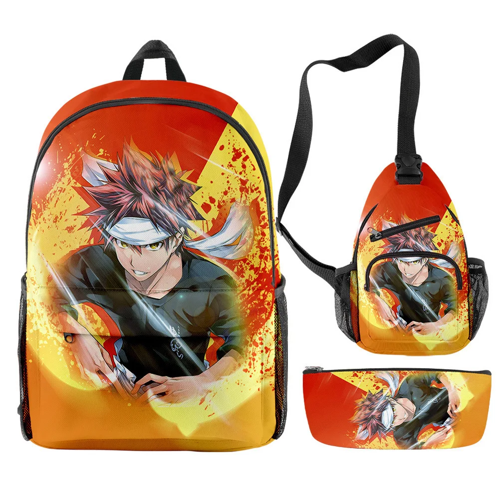 Luxury Popular Food Wars Shokugeki No Soma 3D Print 3pcs/Set pupil School Bags Travel Laptop Backpack Chest Bag Pencil Case