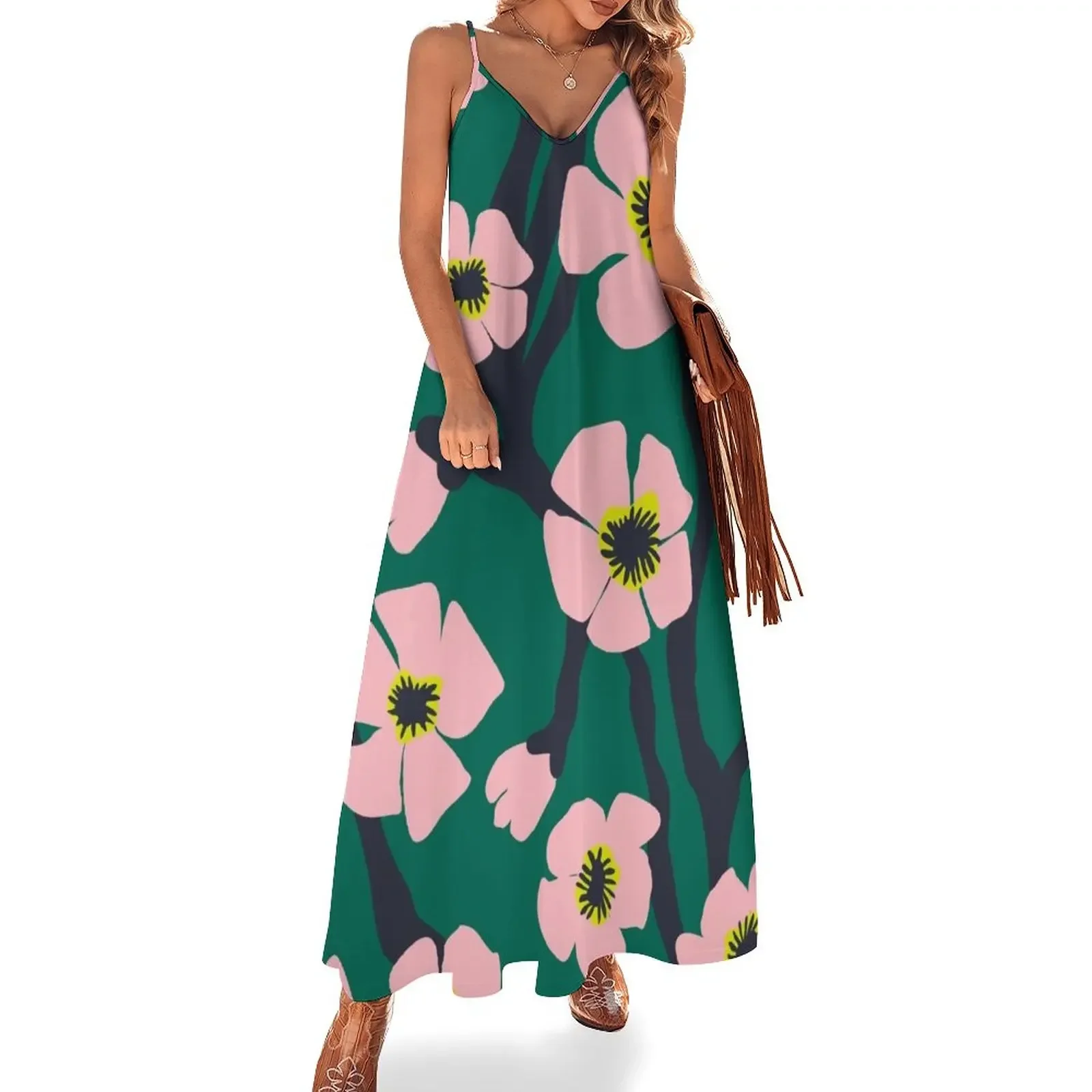 

Pink Blooms Everywhere No 01 Sleeveless Dress woman dress summer dress for women 2025