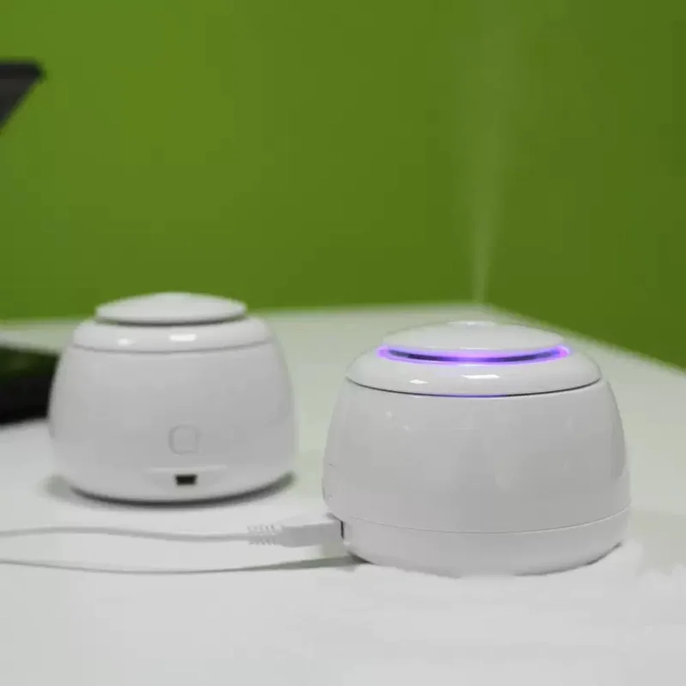 

White USB Diffuser with LED Lights Portable Air Humidifier for Car, Office & Desk, Perfect for Dry Air Relief