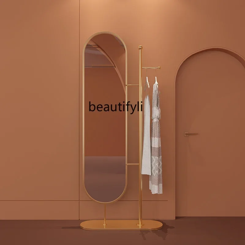 

11841zqNordic Home Full-Body Floor Mirror Light Luxury Rotating Dressing Mirror Clothes Rack Full-Length Mirror