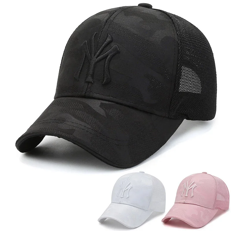 New Spring/Summer Embroidered Letter Camouflage Hat Men'S Fashion Casual Baseball Cap Breathable Cap, Mesh Visor Hat