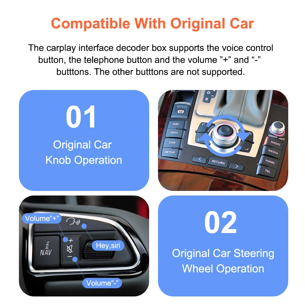 Bonroad Wireless CarPlay Interface für Audi A6 Q7 2009-2015 MMI 3G Android Auto Mirror Link AirPlay Rückfahrkamera Nachrüstsätze – Detail 8