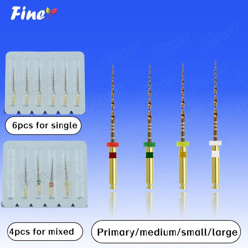 Limas de endodoncia dentales más finas, limas de endodoncia rotativas de onda dorada, limas Endo dentales de 21/25mm para tratamiento de conducto radicular endodóntico