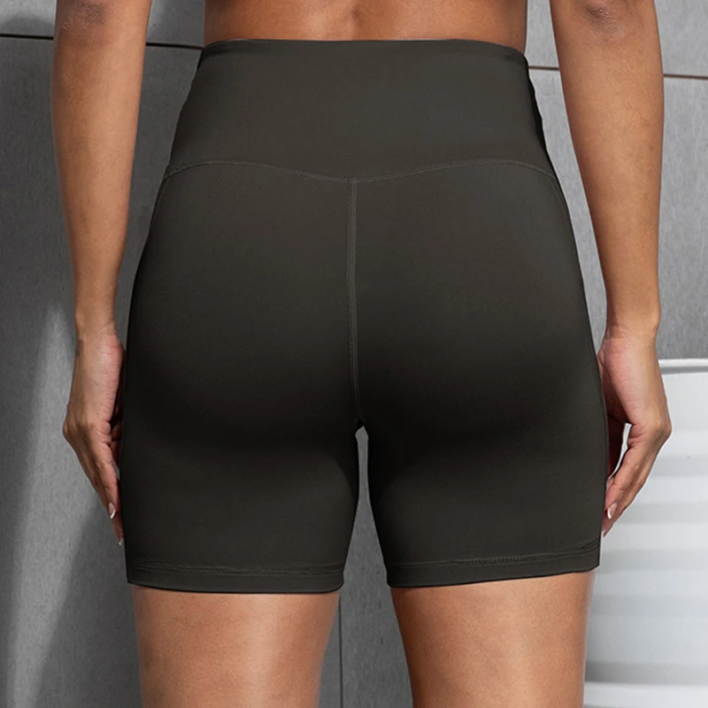 CHRLEISURE Yoga Shorts with Pockets High Waist Butt Lifting Cycling Tight Elastic Slim Running Fitness Women Shorts Sportswear image 5