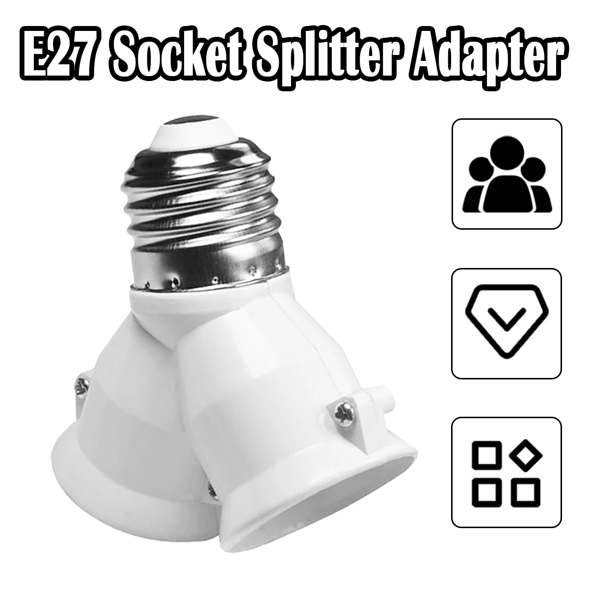 

Screw 2-e27 Lamp Bulb Socket Bulb-socket Light-holder Lighting-accessories Halogen-light-lamp Holder 2in1 Double E27 Buld-socket