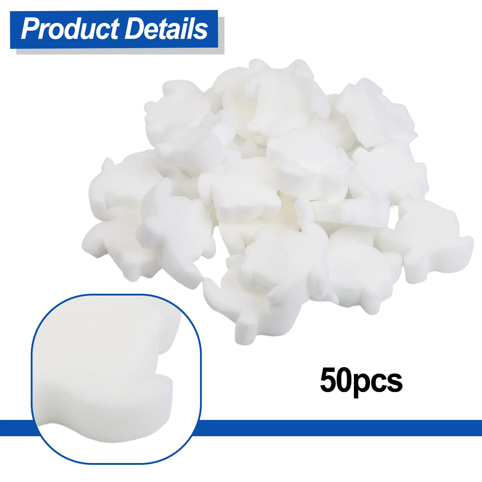 50Pcs White Floating Turtle Sponge Oil Absorbing Skimmer For Swimming Pool Spa Jet Bath Massage Bathtub Cleaning Tool