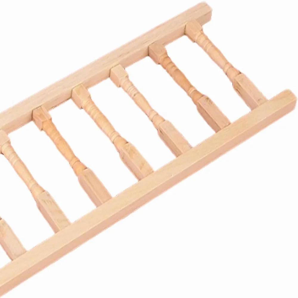 2pcs Wood Dollhouse Railing Trimable 1:12 Scale Dollhouse Balustrade Kit Unpainted Surface Lightweight Birch Wood Railing