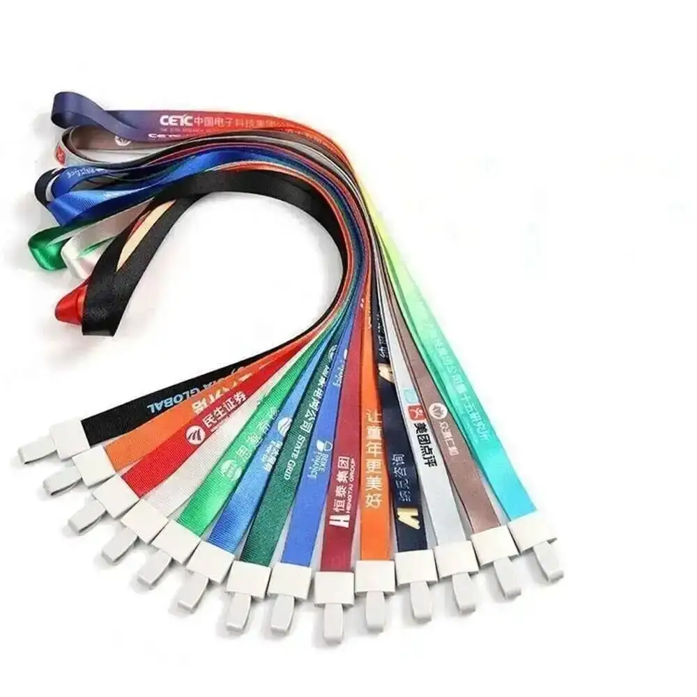 10pcs Id Card Badge Holder Necklace Magnesium Aluminum Alloy Metal Buckle + Polyester Lanyard, Customize