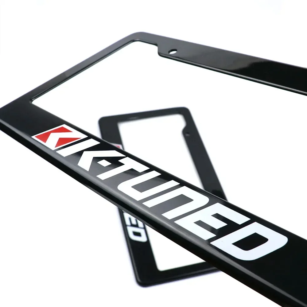 2pcs USA Standard Black ABS Racing Car License Plate Frame Tag Cover Holder