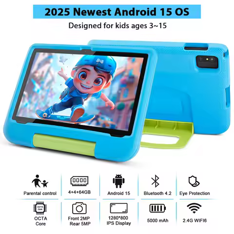 ANRY 10.1 Inch 2025 Children's Tablet 5000Mah Octa-Core 4GB+4GB Expand RAM 64GB ROM CPU A523 Learning Education Kids Tablets