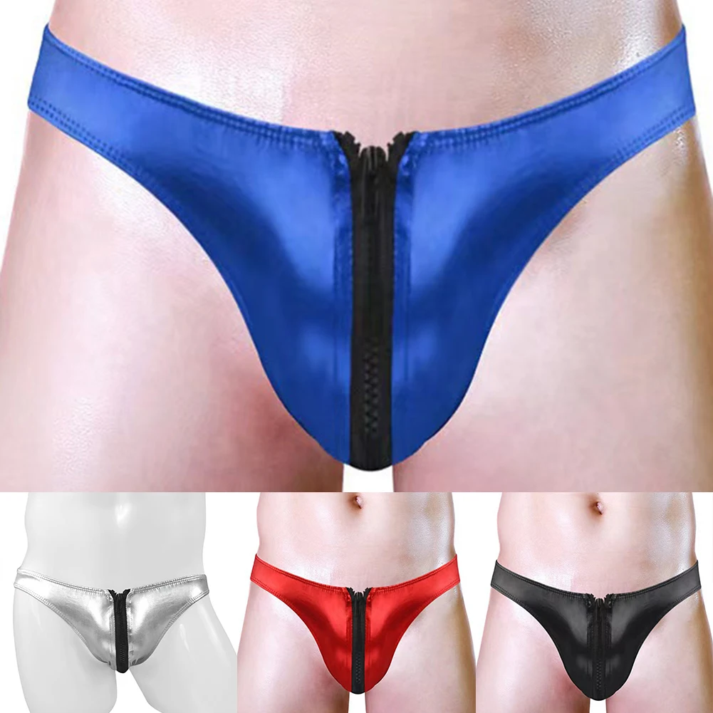 

Sexy Briefs Imitation Leather Party Wear 5 Polyester 95 Spandex Applicable Male Classic Style Underwear For Men