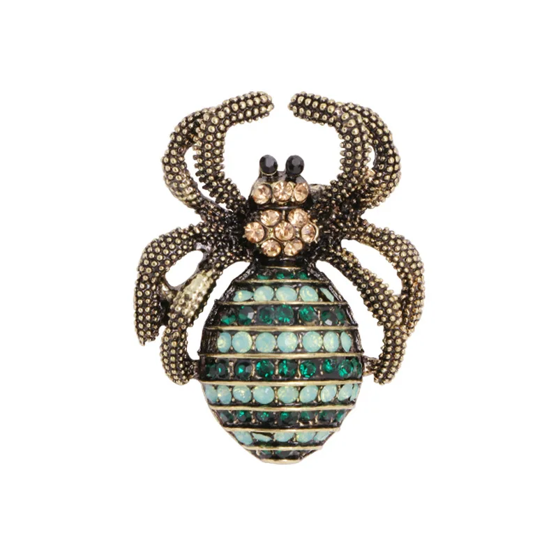 Hot sale punk insect luxury brooch shiny crystal spider ladybug beetle pin corsage men and women accessories jewelry gift